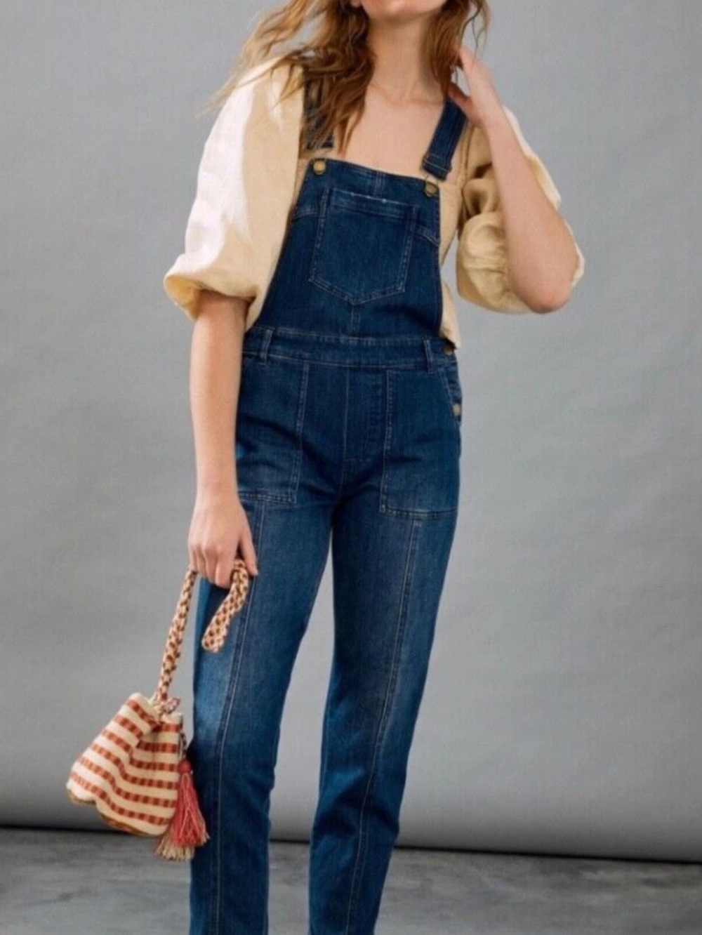 Anthropologie Pilcro Seamed Denim Overalls - Indigo Blue